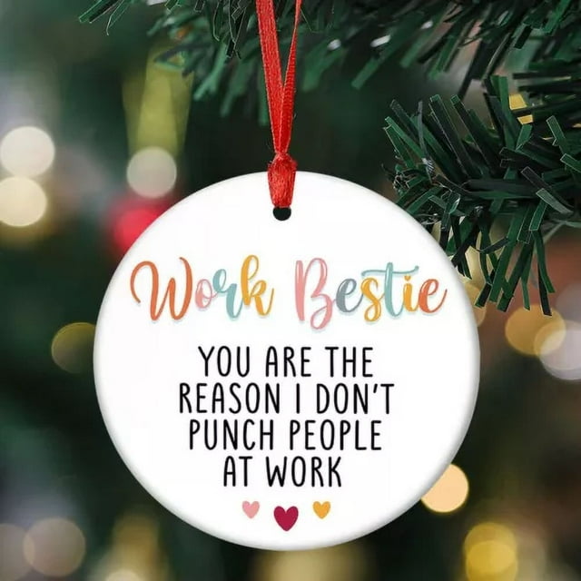 Work Besties, Work Friends Gifts for Coworkers Ceramic Christmas