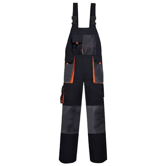 Work Bib and Brace Overalls Patchwork Multiple Pockets Length Pants Protective Coverall