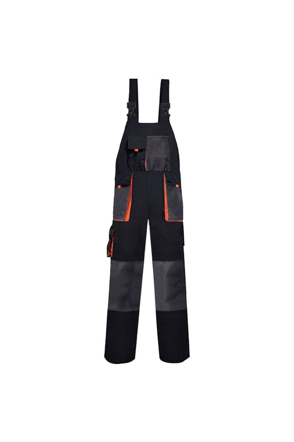 Work Bib and Brace Overalls Patchwork Multiple Pockets Length Pants Protective Coverall