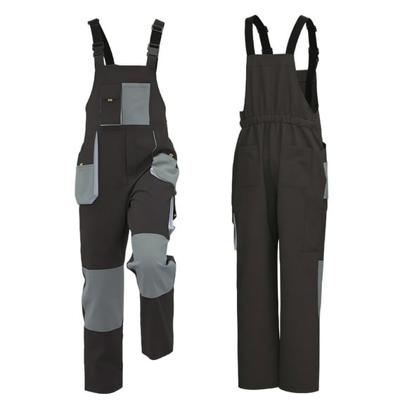 Work Bib and Brace Overalls Patchwork Multiple Pockets Length Pants Protective Coverall
