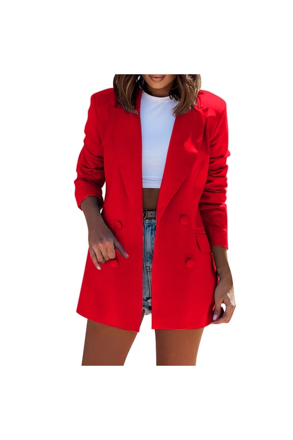 Work Blazers for Women Office Professional Casual Button Blazer Solid Color Long Sleeve Blazer Lace-up Pocket Blazer