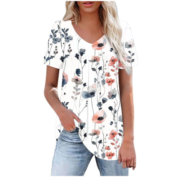 Work Blouses for Women 2026 Womens Tops Short Sleeve Loose Fit Cotton Blouses for Women Business Professional Black Cotton V Neck T Shirts Women Plus Size