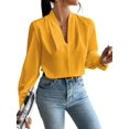 thumbnail image 1 of Work Blouses for Women Long Sleeve Blouses Business Spring Top Womens V Neck Office Shirts Orange M, 1 of 9