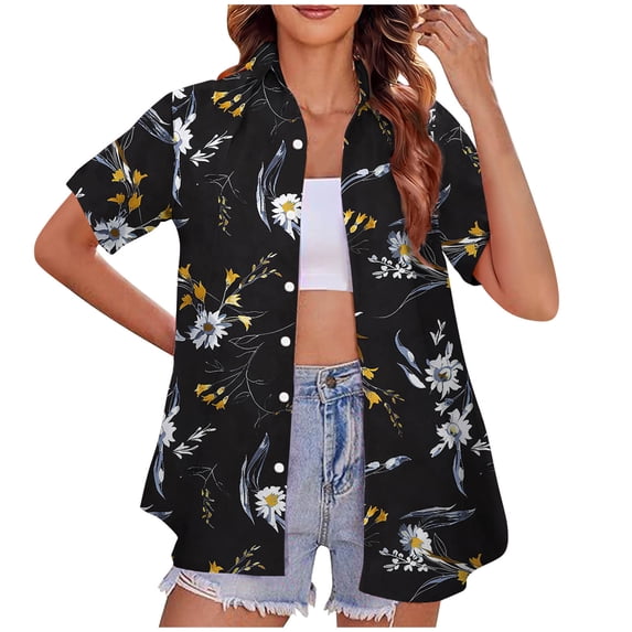 Work Blouses for Women Office Professional Short Sleeve Tshirts Shirts Graphic Vintage Oversized Button Down Shirts Green