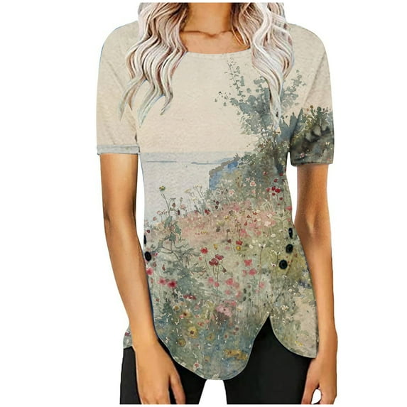 Work Blouses for Women Office Professional Short Sleeve Womens Funny T Shirts Loose Fit Cute Summer Clothes for Women Over 50