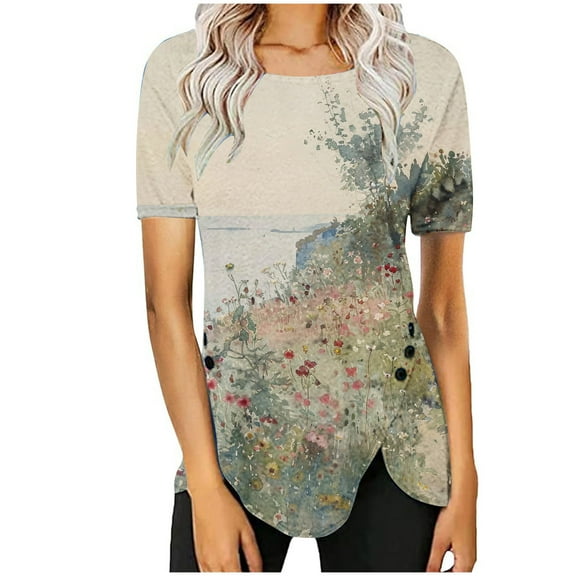 Work Blouses for Women Office Professional Short Sleeve Womens Funny T Shirts Loose Fit Cute Summer Clothes for Women Over 50