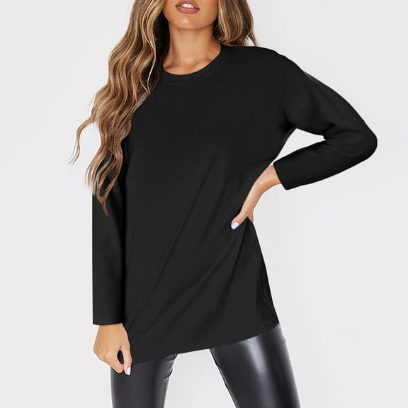 Work Blouses for Women Women's Fashion O Neck Long Sleeve Workwear With Pockets Printed Tops