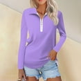 thumbnail image 1 of Work Blouses for Women Women's Spring And Fashion Casual Solid Color Printed Zipper V-Neck Long Sleeve Shirt Tops, 1 of 7