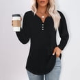 thumbnail image 1 of Work Blouses for Women Women's T Shirt Tee Button Soild Color Long Sleeve Daily Weekend Fashion Basic V-Neck Top, 1 of 5