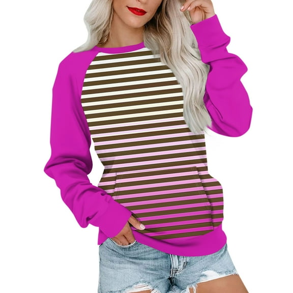 Work Blouses for Women Womens Long Sleeve Sweatshirt Casual Crewneck Cute Pullover Tops Printing Lightweight Sweatshirt With Pocket