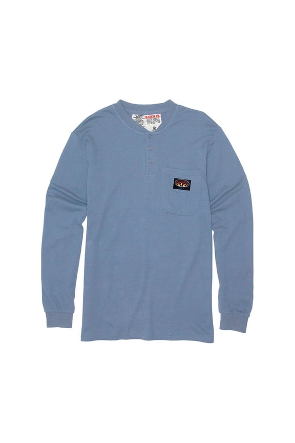 Work Blue Henley T-Shirt 100% Preshrunk Cotton NFPA 2112