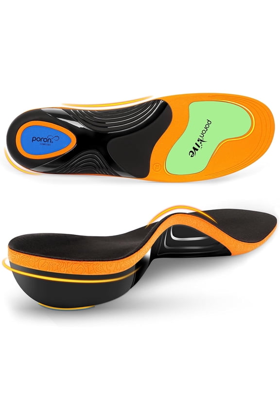 Work Boot Insoles for Standing All Day, High Arch Support Orthotic Shoe Inserts Relief Plantar Fasciitis, Flat Feet, Achilles Tendonitis - Women Men - M(Men's 8-9)