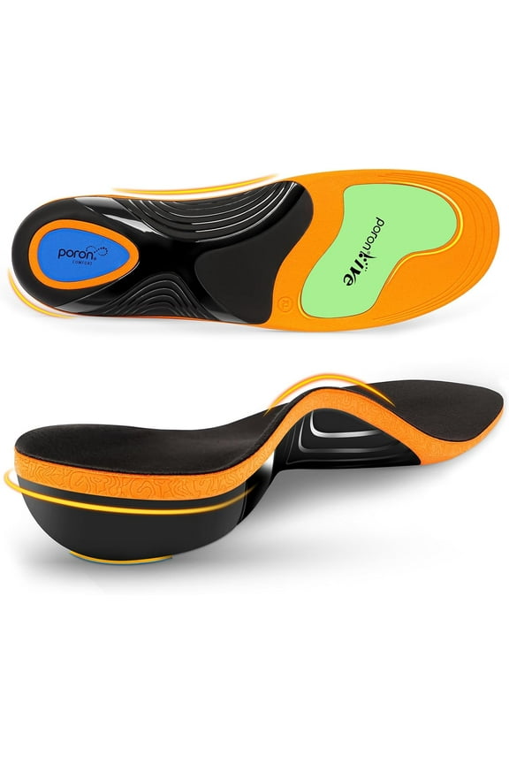 Work Boot Insoles for Standing All Day, High Arch Support Orthotic Shoe Inserts Relief Plantar Fasciitis, Flat Feet, Achilles Tendonitis - Women Men Memory Foam Cloud Step Gel Insoles -M(Men's 8-9)