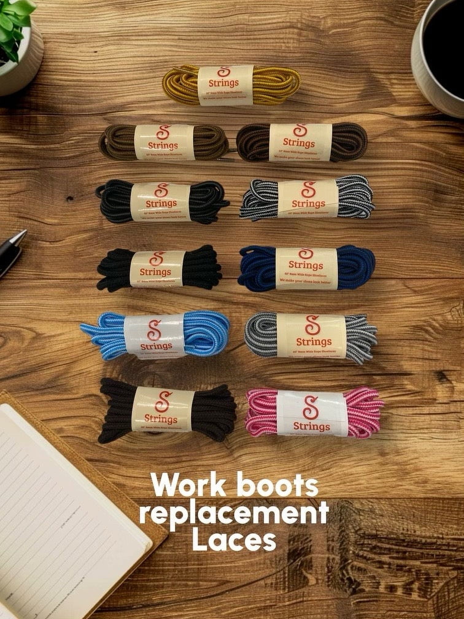 Work Boot Replacement Laces (Color:Pink / White; Size:60