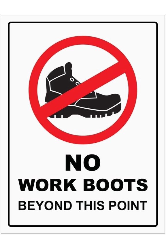 No Work Boots Beyond This Point Sign – 8x12 Inch Reflective Aluminum,UV Protected & Waterproof Metal Sign,Safety Warning for Workplace or Construction Sites