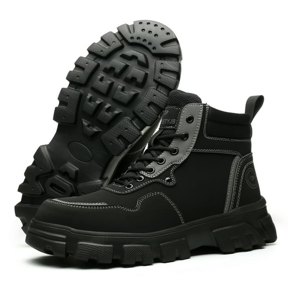 Work Boots for Men,Lightweight Breathable High Top Steel Toe Boots,Indestructible Steel Toe Shoes,Non Slip Safety Work Shoes