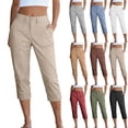 thumbnail image 1 of Work Capri Pants for Women with Pockets High Waisted Slim Fit Cropped Pants Summer Business Casual Bottoms, 1 of 7