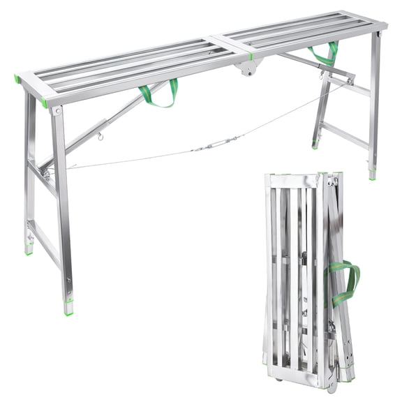 Work Folding Alloy Steel Step Ladder, Portable Scaffolding 400kg Load Capacity,Non-Slip Rubber Feet, Drywall Painting Stool,for Cleaning &Washing