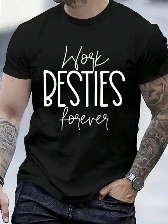 Work Friends Work Besties Matching Employee Coworker Leaving Men's Cotton Crew Neck Graphic Tee Casual Short Sleeve Solid T-Shirt