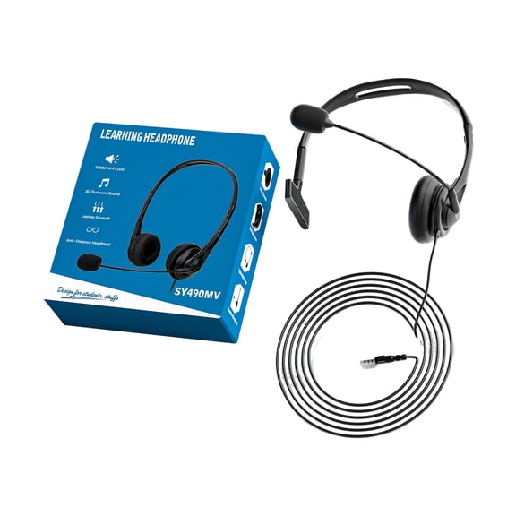 Work From Home Mono Headset with Microphone, Single Ear for Video Meetings, Communication Task Routines, Daily Use
