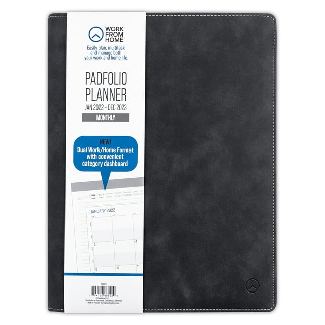Work From Home Monthly Padfolio Planner Jan 2022Dec 2023, 12.25" x 9.