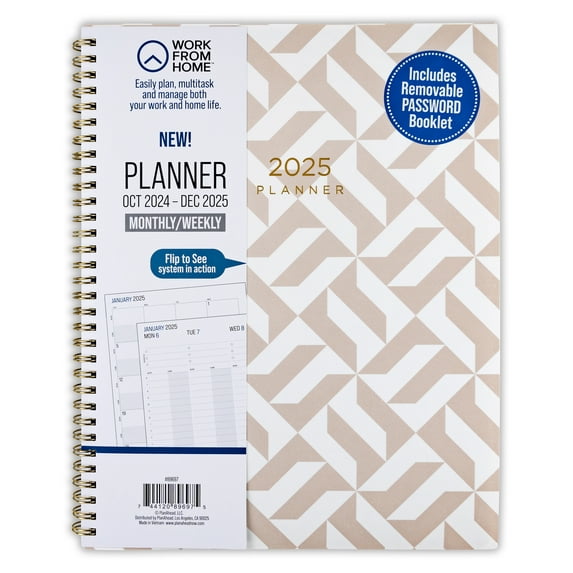 Work From Home October 2024 - December 2025 Weekly Dated Planner (8.75" x 11.125")