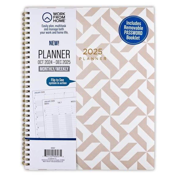 Work From Home October 2024 - December 2025 Weekly Dated Planner (8.75" x 11.125")