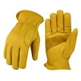 thumbnail image 1 of Work Gloves Cowhide Leather Gloves Reinforced Durable Construction, Hand Tools, Driving, Forest, Gardening Work Safety Gloves Yellow-M, 1 of 9