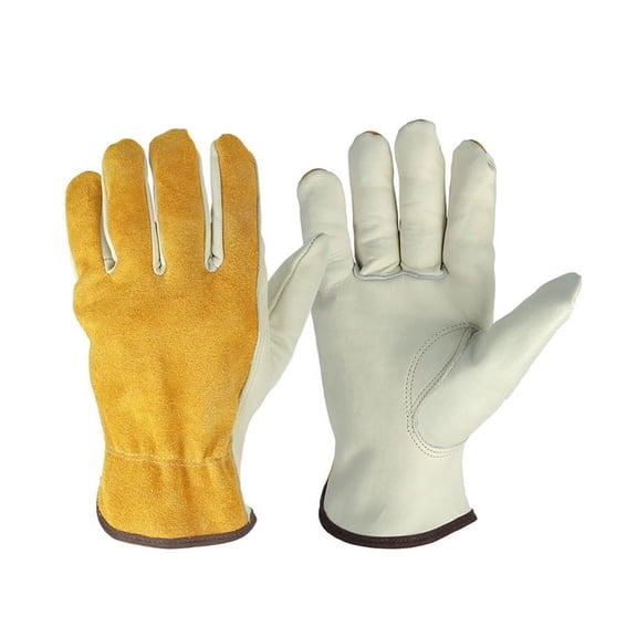 Work Gloves Cowhide Leather Men Working Welding Gloves Safety Protective Garden Sports Wear-resisting Gloves ,Flexible and Comfortable