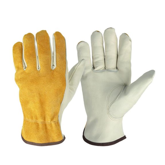 Work Gloves Cowhide Leather Workers Welding Safety Protection Garden Sports Wear-Resistant ,More Durable