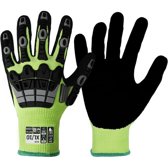 Work Gloves, Cut Resistant, Impact Resistant, Heavy Duty with Grip