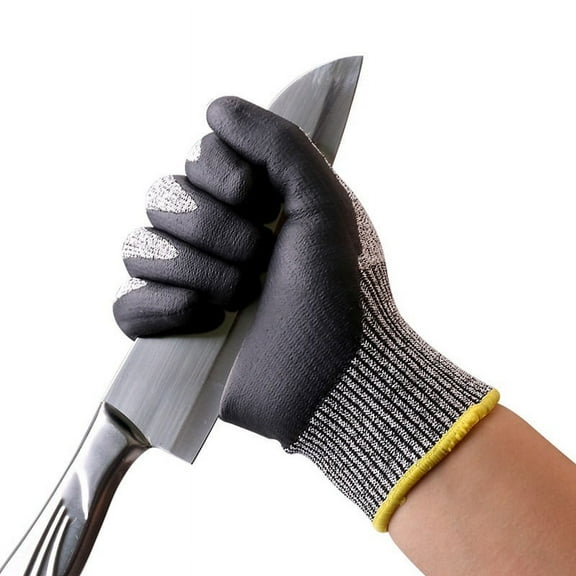 Work Gloves Men CE Level 5 Anti-cut Gloves Nitrile 1 Pair Microthin Foam Grip On Palm And Fingers Washable Fishing Gloves ,Superior Abrasion