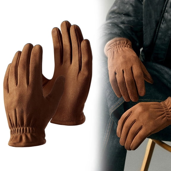 Work Gloves Winter Insulated Snow Cold Proof Leather Glove Thick Thermal Imitation Lambswool, Strong Grip Flexible Warm for Working in Cold Weather for Men and Women, 1 Pair