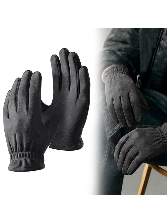 Work Gloves Winter Insulated Snow Cold Proof Leather Glove Thick Thermal Imitation Lambswool, Strong Grip Flexible Warm for Working in Cold Weather for Men and Women, 1 Pair