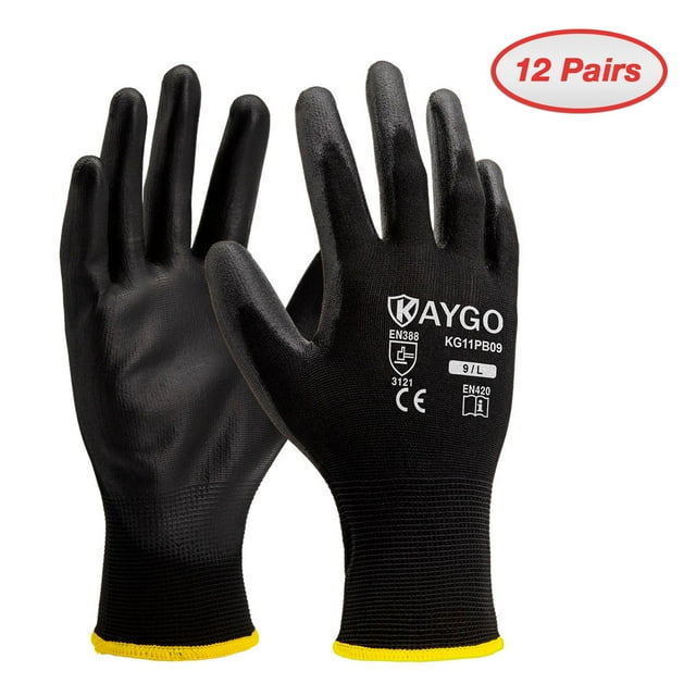 Work Gloves for men and women 12 Pairs, KAYGO KG11P, Seamless Knit