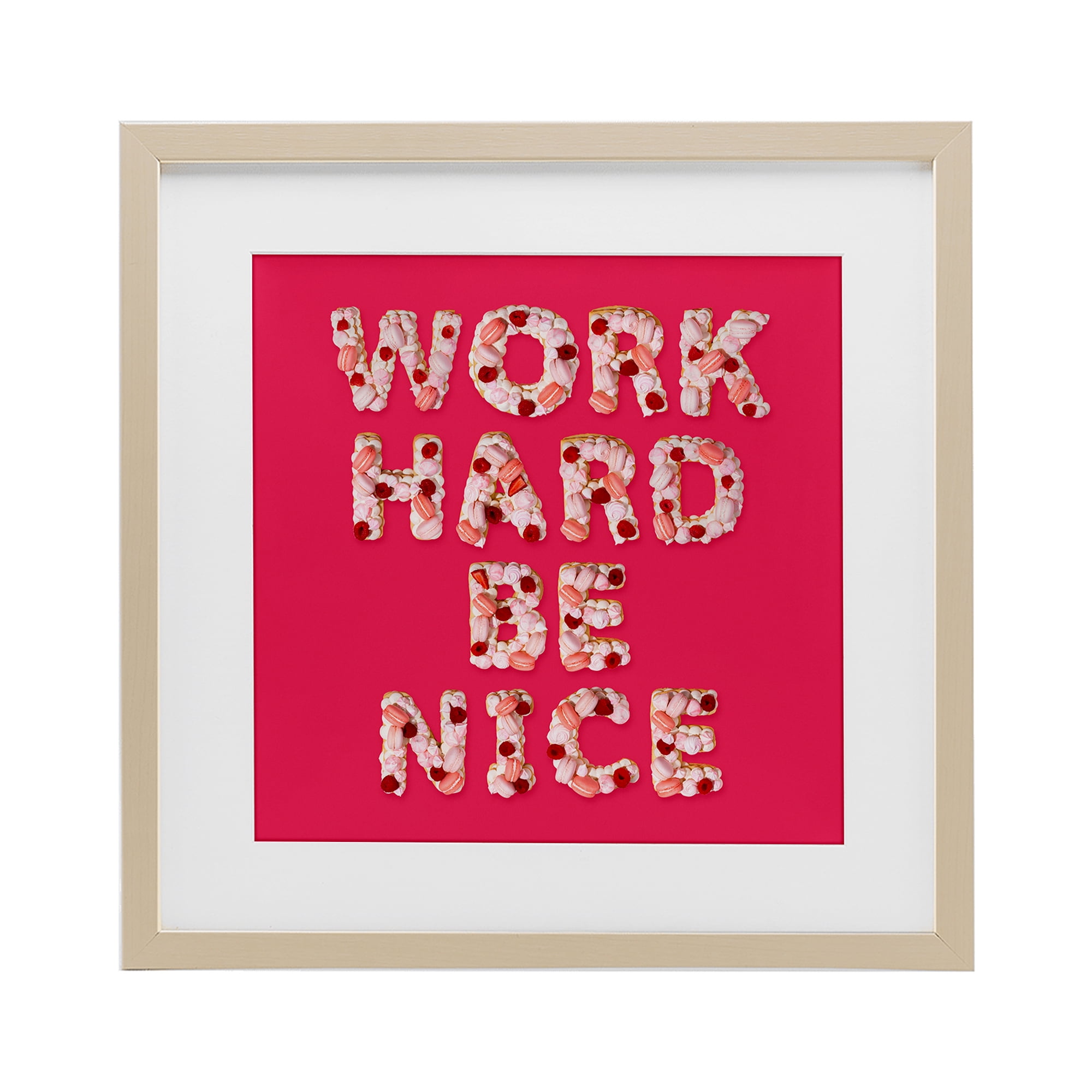 Work Hard Be Nice Birch Framed Print Under Glass, design by LISH Creative