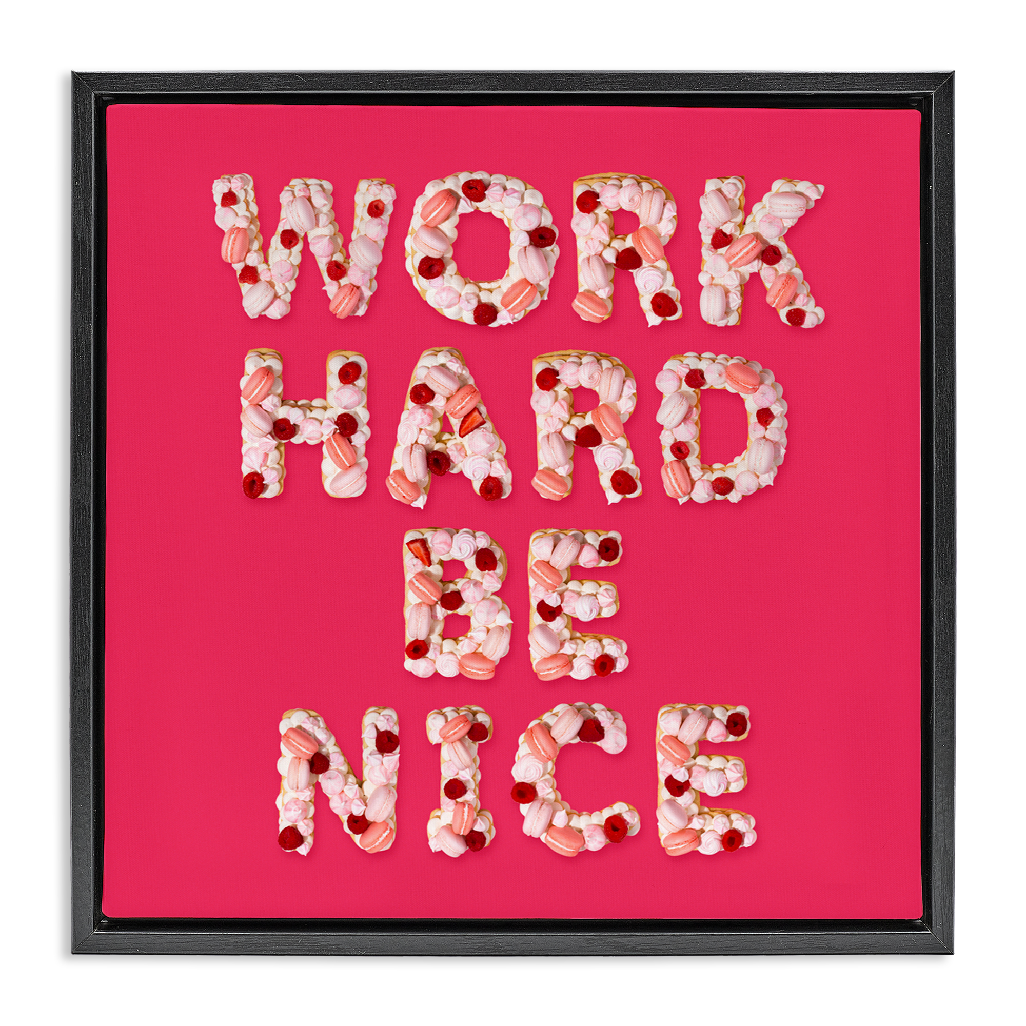 Work Hard Be Nice Black Framed Floater Canvas Wall Art, design by LISH Creative