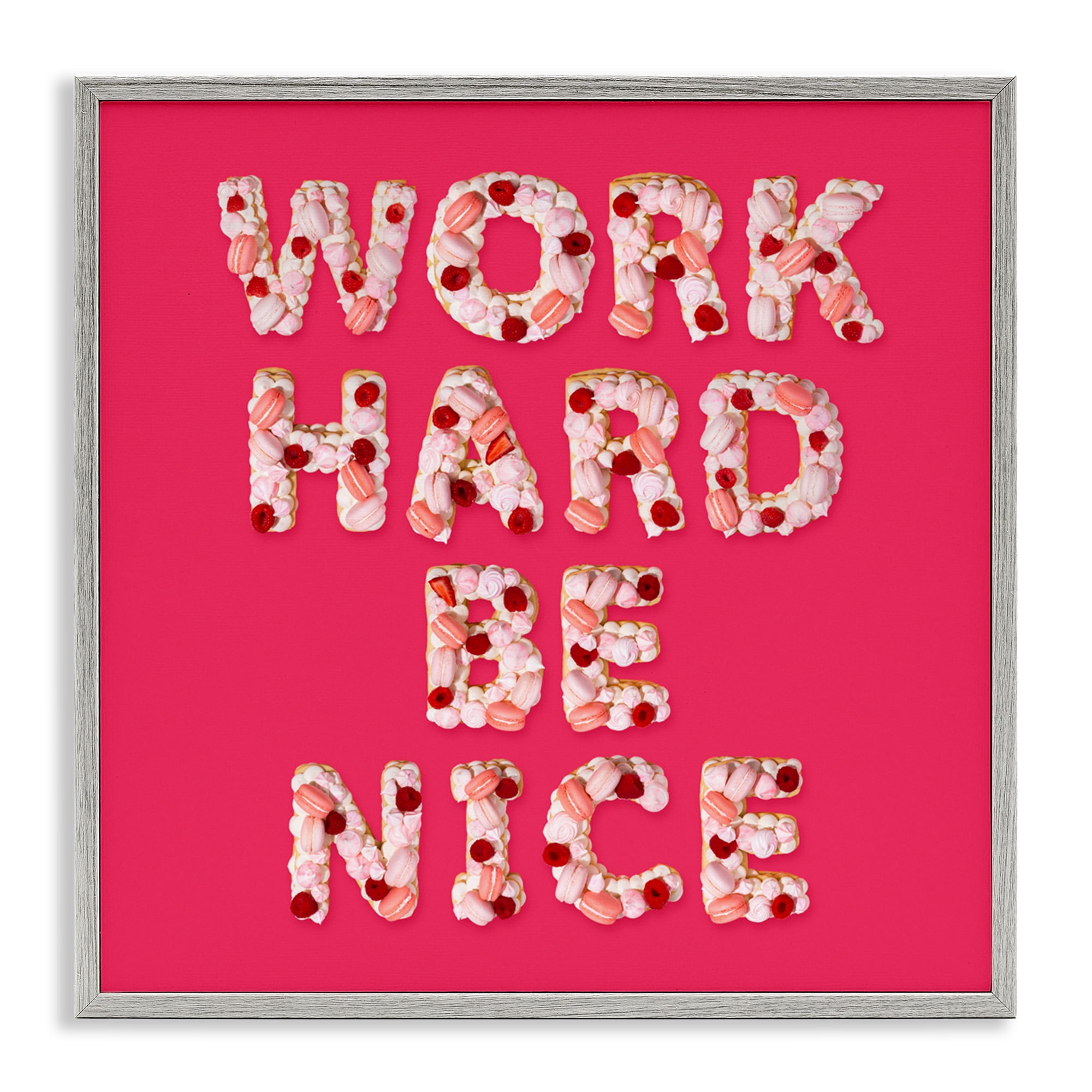 Work Hard Be Nice Gray Framed Giclee Art, design by LISH Creative