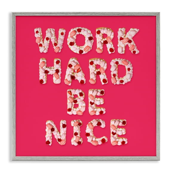 Work Hard Be Nice Gray Framed Giclee Art, design by LISH Creative