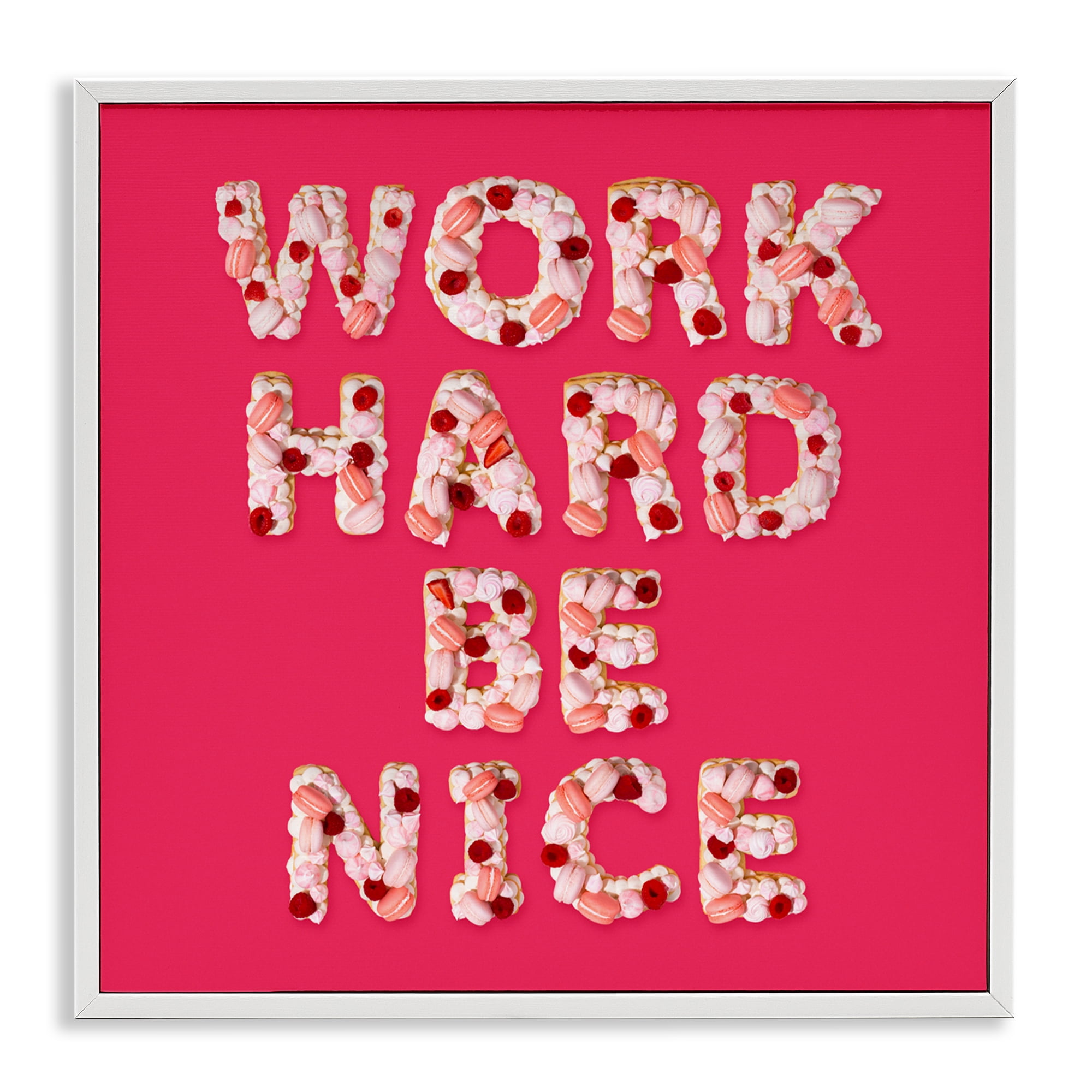 Work Hard Be Nice White Framed Giclee Art, design by LISH Creative