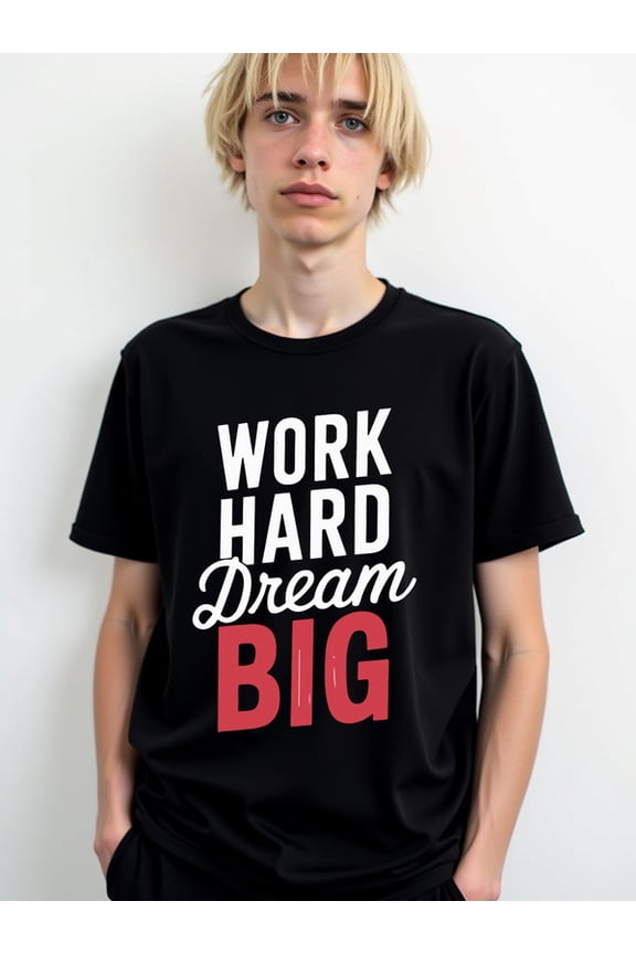 Work Hard Dream Big Tee Men's Crew neck T-shirts black elegantly summer Comfortable loose T-shirt Retro Unisex Shirt Cotton tshirts