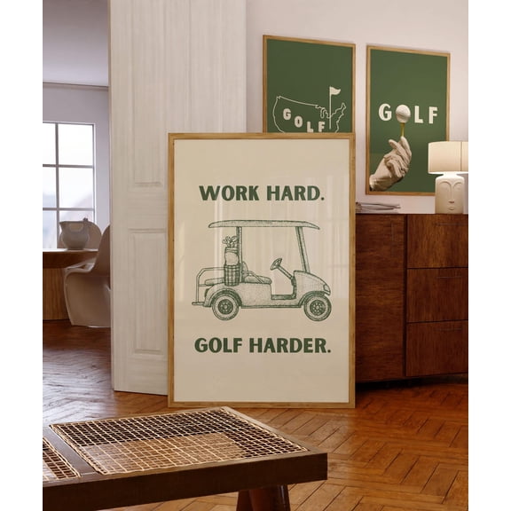 Work Hard Golf Harder Print Golf Courses & Golf CWall Arts For Golfers Sports Decor Wall Art Modern Wall Decor