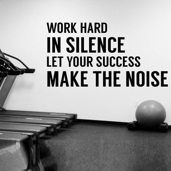 Work Hard In Silence Fitness Motivational Quote Wall Decal Workout Success Inspirational Vinyl Sticker Art Gym Sports Decor 42x60cm