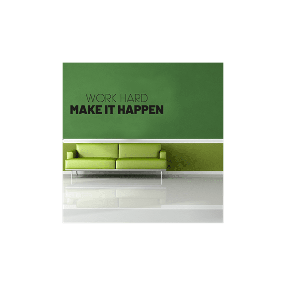 Work Hard Make It Hsappen - Life Motivational Quote Life Inspirational Quote Vinyl Wall Decal Wall Sticker Wall Art Decoration Home Room Bedroom Office Class Room Living Room Décor Size (20x20 inch)