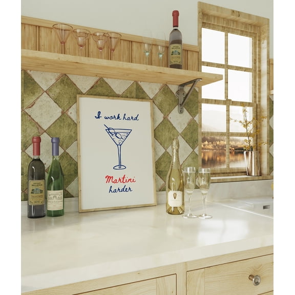 Work Hard Martini Harder Poster, Unframed Paper Poster 8x10in