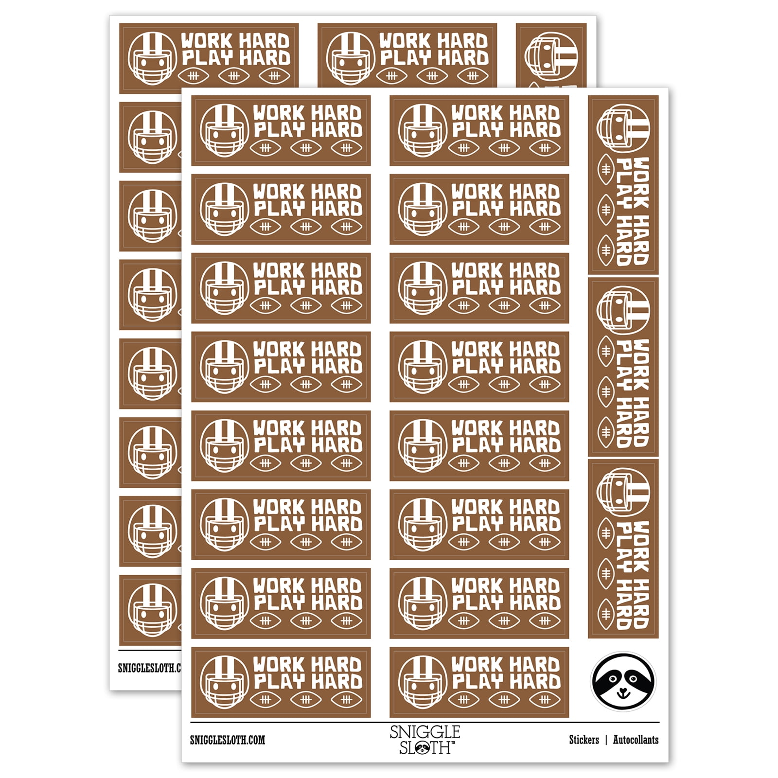 Work Hard Play Hard Football Teacher Student School Sticker Set - Brown ...