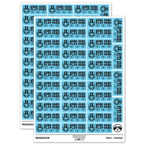 Work Hard Play Hard Football Teacher Student School Sticker Set - Light Blue - Matte Finish - 1.5" Small