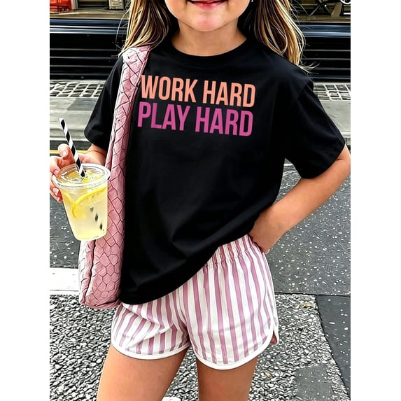 Diffecult Work Work Hard Play Hard Workout Kids T-Shirt - Walmart.com