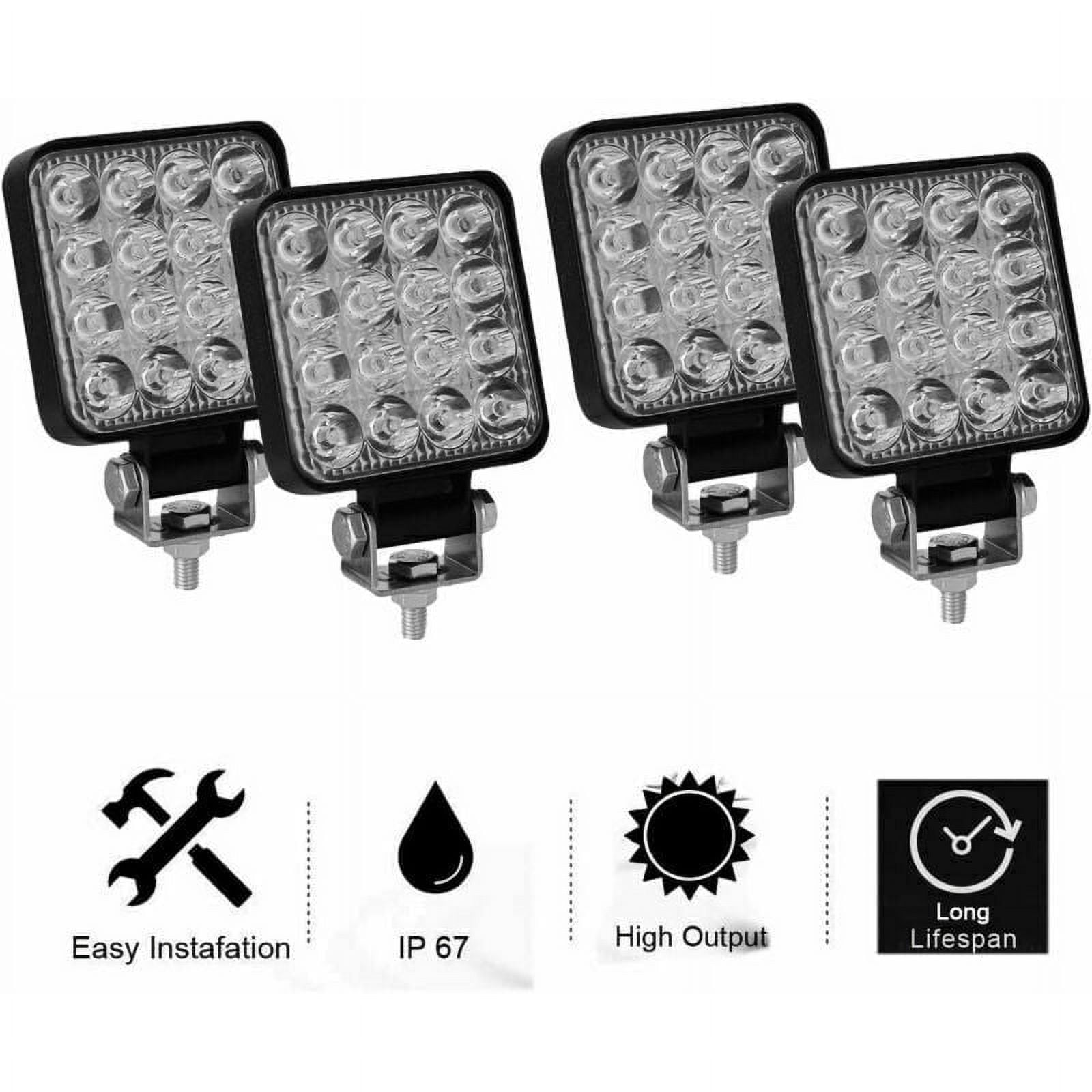 Work Headlights 48W Led Fog Lights 3-Inch Off-Road Vehicle Truck Tractor 4 Pieces