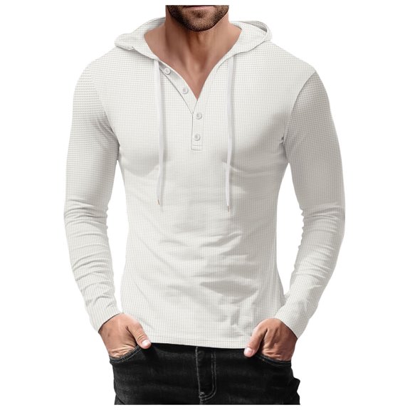 Work Hoodies for Men,Long Sleeve Shirt Casual Sweatshirt Solid Holiday Hooded Tops for Leisure Wear,Men Hoodies,03 White,M